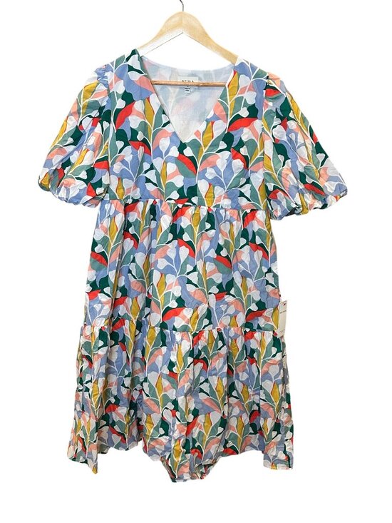 Aura Dresses & Skirts - Aura - Red Dress Boutique Floral Side Zip Size M 100% Cotton Lined Boho Mumu